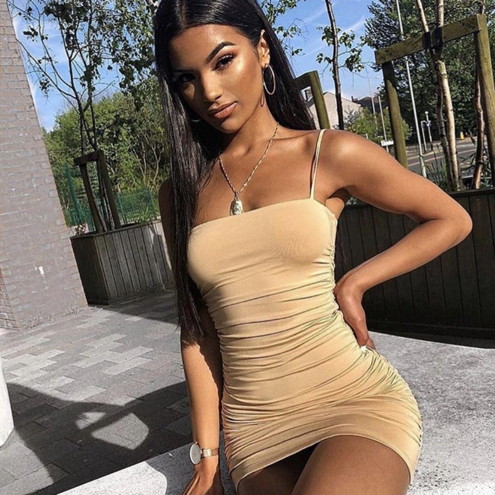 Beige Sexy Club Dress